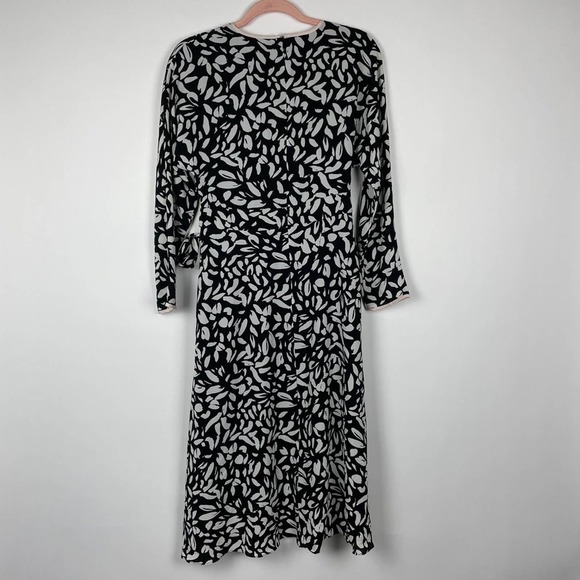 NWOT Eliza J True Wrap Petal Print Dress Black White Cinched 3/4 Sleeve … - Picture 12 of 16